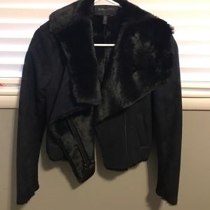 BCBG FUR SUEDE CROP JACKET